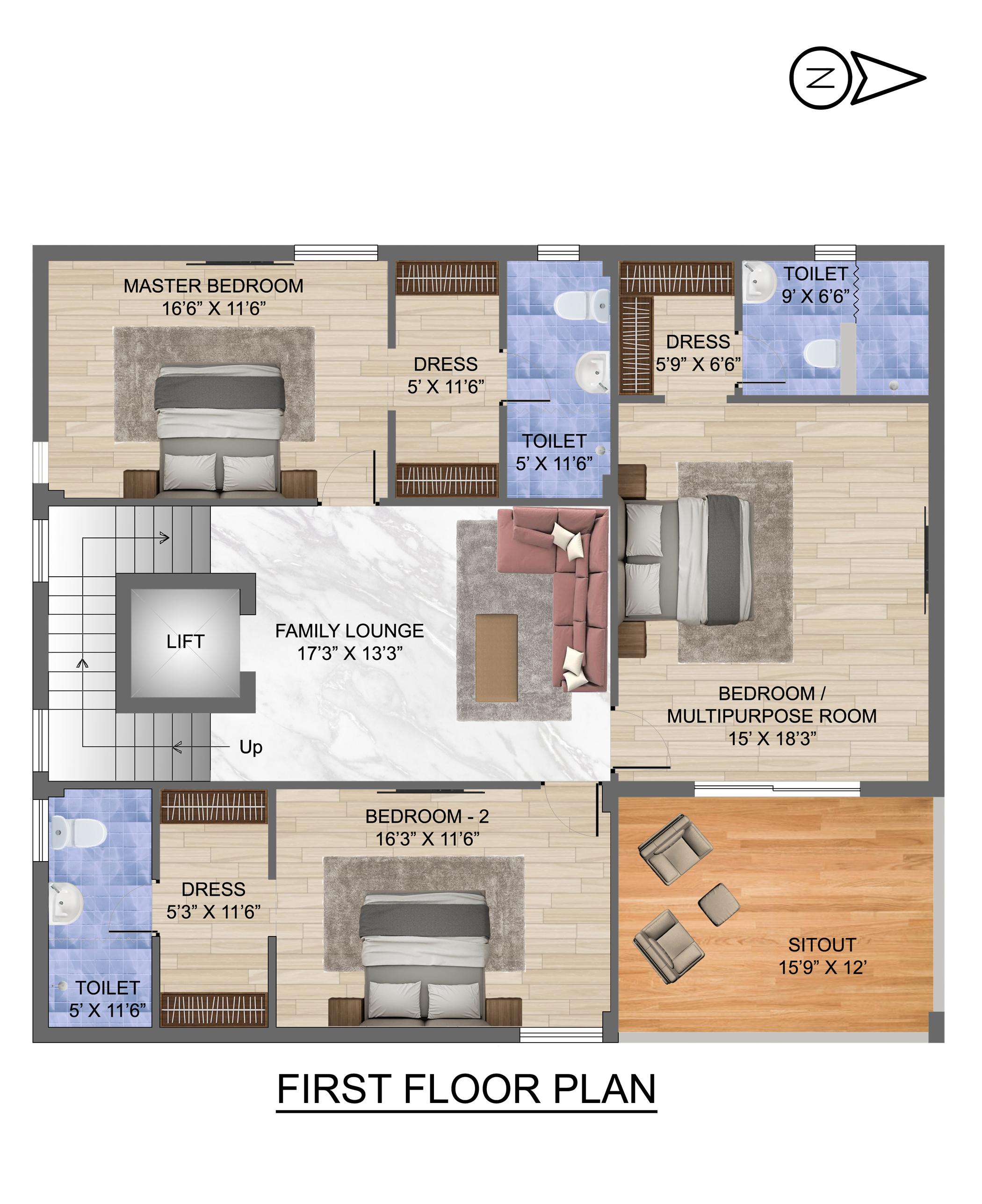 300 Sq Yards East First Floor